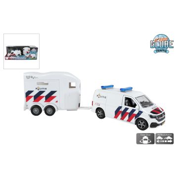 Kids Globe VW Transporter politie met Cheval Liberte paardentrailer NL 28,5cm 520494