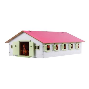 Kids Globe Horses Paardenstal met 9 boxen 1:32 roze 610188