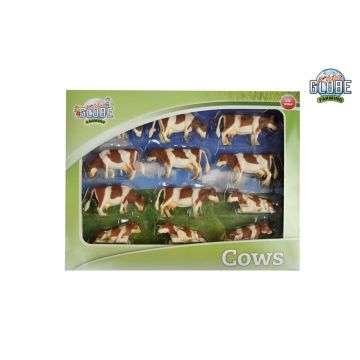 Kids Globe Farming Koeien rood/bont liggend en staand 12 stuks 1:32 571968