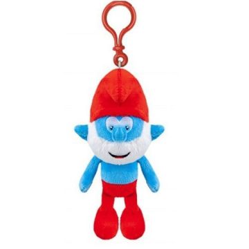 Pluche smurf met clip - Grote smurf - 12 cm