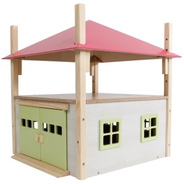 Kids Globe Horses Hooiberg hout met berging 1:32 Roze 610085