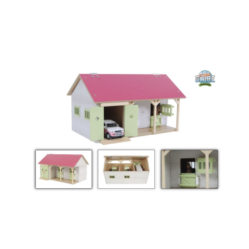 Kids Globe Horses Paardenstal met 2 boxen en berging roze 1:32 610245