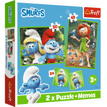 Smurfen hebben plezier 2-in-1 Puzzels + Memory - TREFL