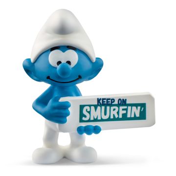 Schleich Smurfen Smurf met tekstbord (blijf maar smurfen) 20843