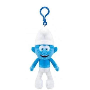 Pluche smurf met clip - Gewone smurf - 12 cm