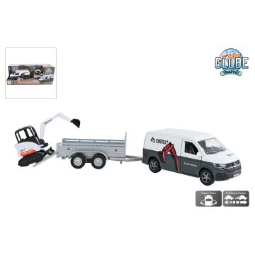 Kids Globe VW Transporter met minigraver 27cm 520458