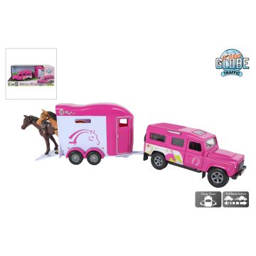 Kids Globe Land Rover met Cheval Liberte paardentrailer 26cm 520459