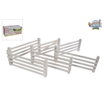 Kids Globe Horses 6 houten hekken 1:24 wit 610229