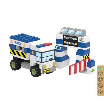 BiOBUDDi Politieauto met Slagboom BB-2038