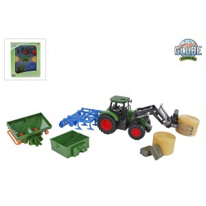 Kids Globe Farming Tractor met 8 accessoires 30 cm groen 540479