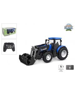 Kids Globe Farming RC Tractor 2.4GHZ llicht en frontlader blauw 27 cm 510315 